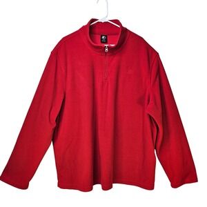 Starter Mens Holiday Red Flannel Waffle‎ Knit 1/4 Zip Sweater Top 2XL Normcore